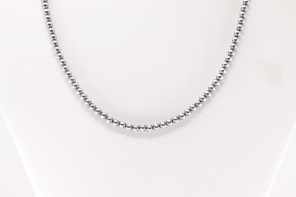 Native America Navajo Sterling Silver Pearl Beaded Necklace.