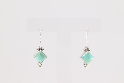 Native American Navajo Sterling Silver Turquoise Dangling Earring's By Sharon McCarthy.