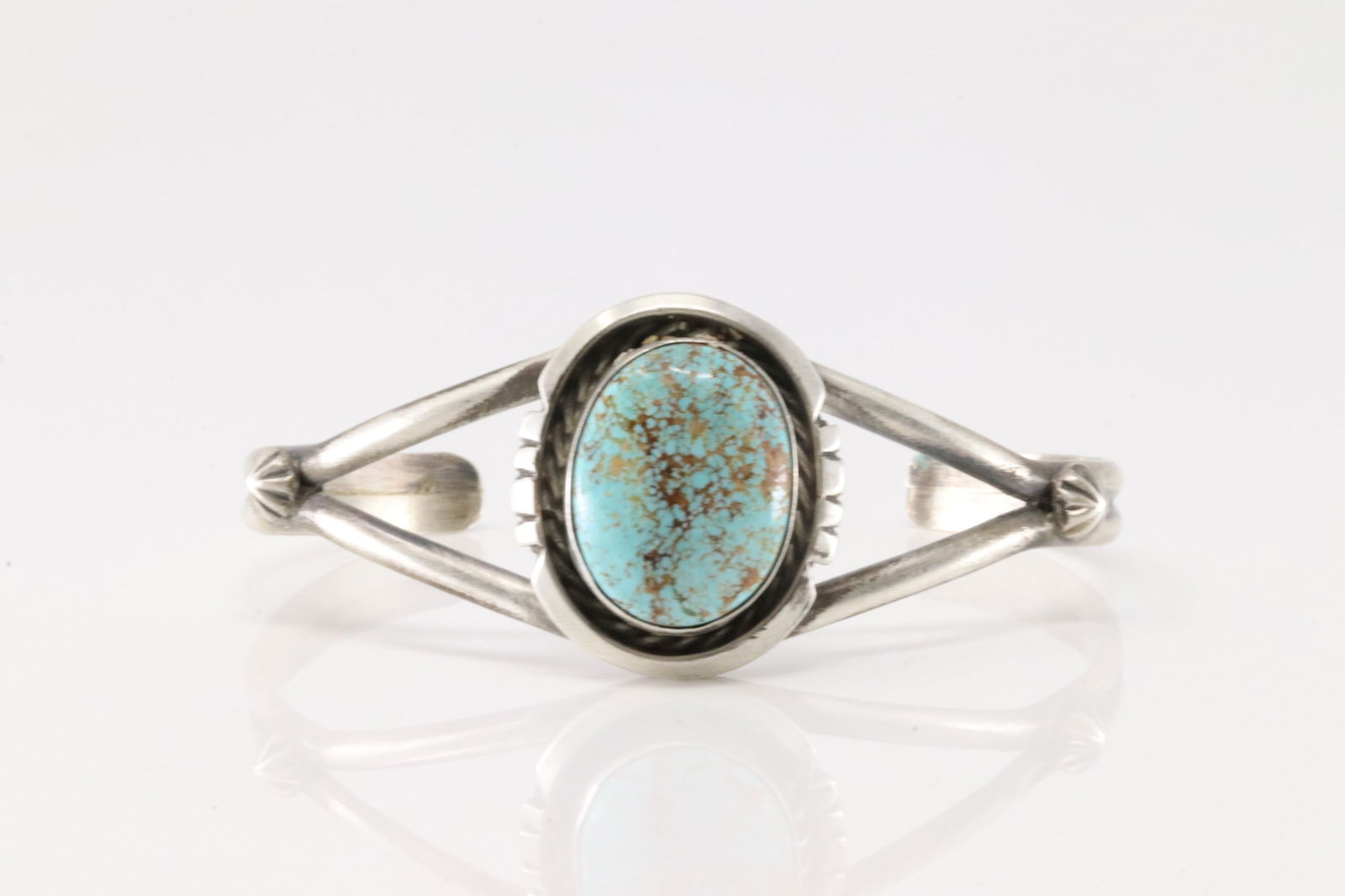 Native America Navajo Sterling Silver Number 8 Turquoise Bracelet Cuff By Augustine Largo. (1 of 4)