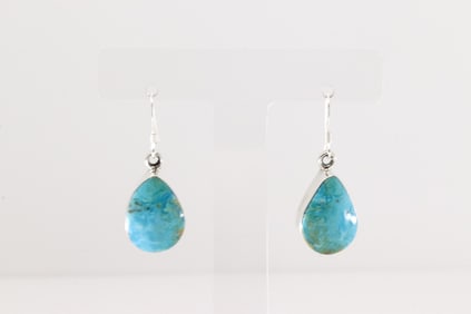 Native America Navajo Sterling Silver Turquoise Dangling Earring's By Sadie Jim.