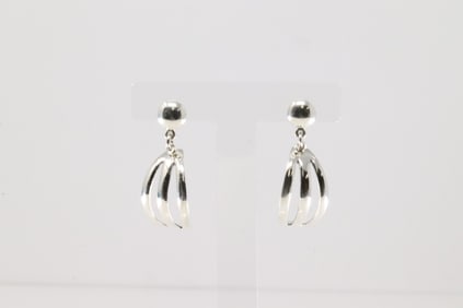Native America Navajo Sterling Silver Solid Hoop Post / Dangling Earring's By James Bahe.