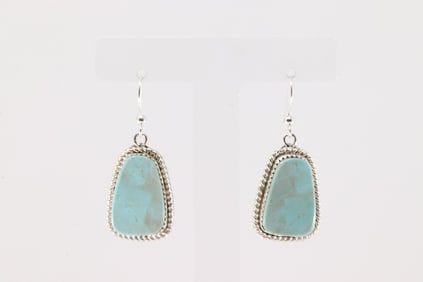 Native America Navajo Sterling Silver Turquoise Dangling Earring's By Gabi Jim.