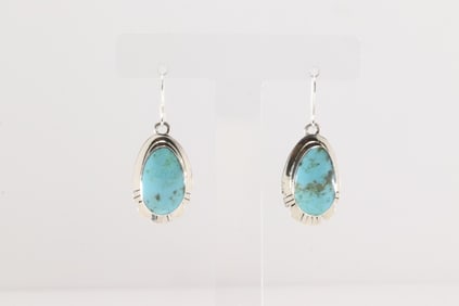 Native America Navajo Sterling Silver Turquoise Dangling Earring's By Leona Delgarito.