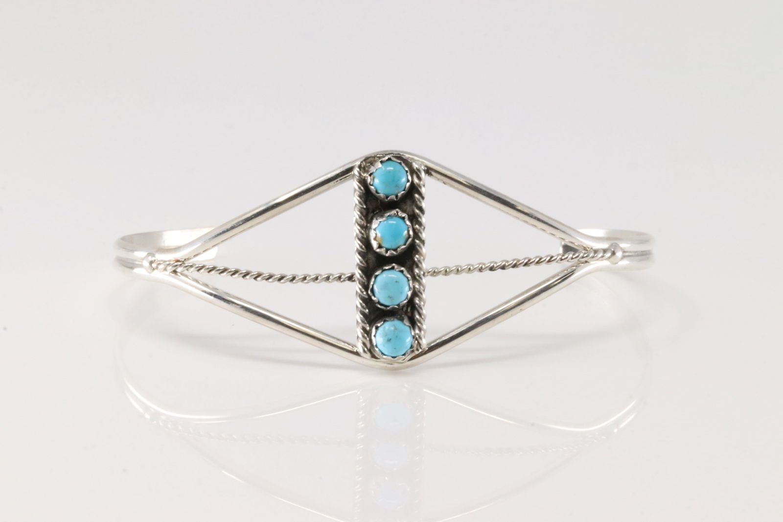 Native America Navajo Sterling Silver Turquoise Bracelet Cuff By Janice Spencer. (1 of 3)