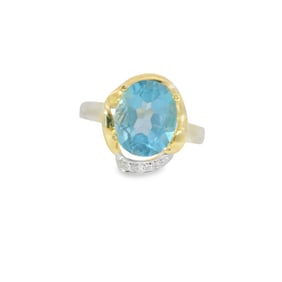 Blue Topaz & Diamond Ring 14Kt.