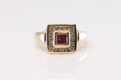 Ruby & Diamond Ring 14Kt.
