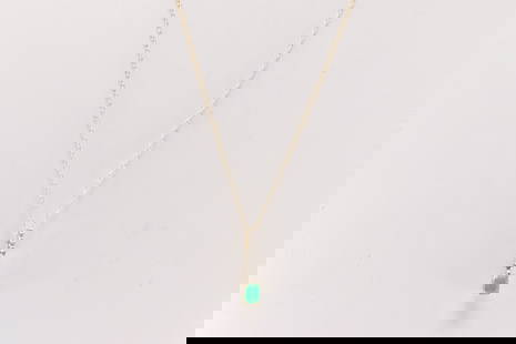 Emerald & Diamond Pendant / Necklace 14Kt.: Ladies 14kt Yellow Gold Emerald & Diamond Pendant / Necklace. This Pendant has Green Emerald Gems with Sparkling Diamonds and A Necklace. Emerald weight: 0.20ct. Diamonds weight: 0.07ctw. Necklace len
