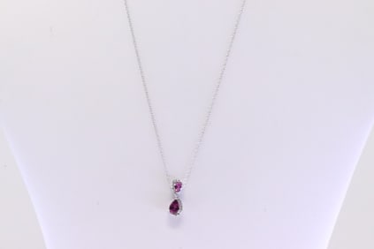 Garnet & Diamond Pendant / Necklace 10Kt.