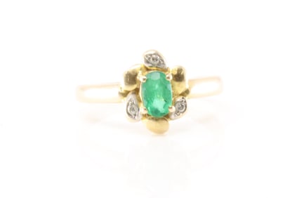 Emerald & Diamond Ring 14Kt.