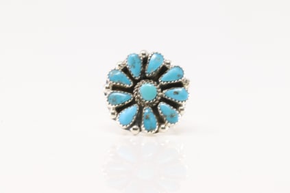 Native America Navajo Sterling Silver Turquoise Ring By Alicia Wilson.