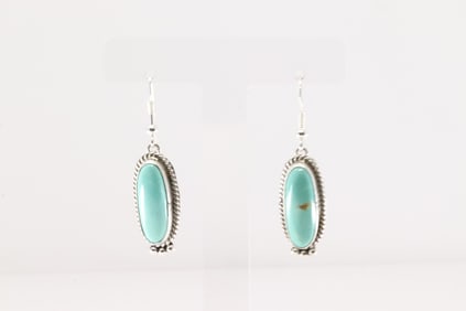 Native America Navajo Sterling Silver Kingman Turquoise Dangling Earring's By Trish Largo.