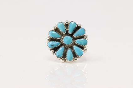 Native America Navajo Sterling Silver Turquoise Ring By Alicia Wilson.