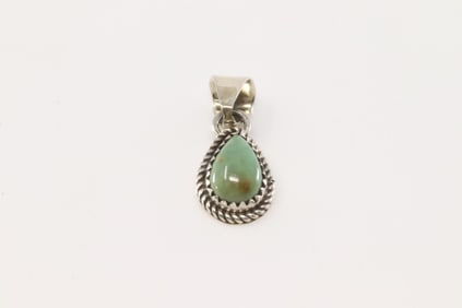 Native America Navajo Sterling Silver Turquoise Pendant By B.