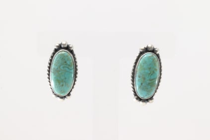 Native America Navajo Sterling Silver Kingman Turquoise Post Earring's By Elouise Kee.