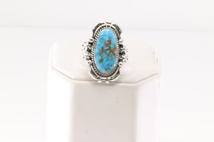 Native America Navajo Sterling Silver Turquoise Ring By Daniel Benally.