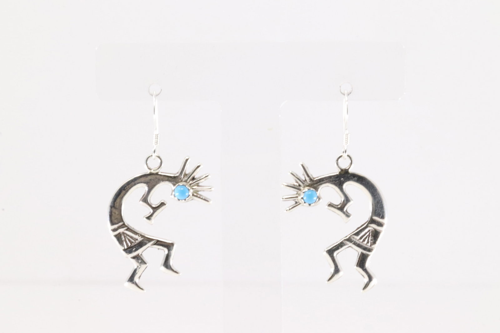 Native America Navajo Sterling Silver Kokopelli Turquoise Dangling Earring's By Lorraine Chee.: This is a Native America Navajo Sterling Silver Kokopelli Turquoise Dangling Earring's By Lorraine Chee.