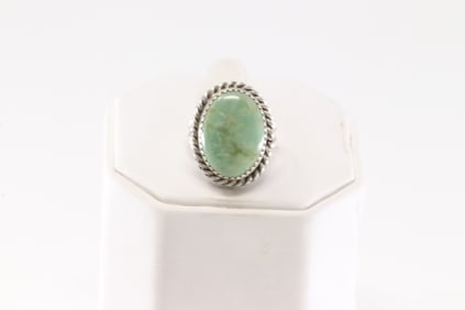 Native America Navajo Sterling Silver Turquoise Ring By C.