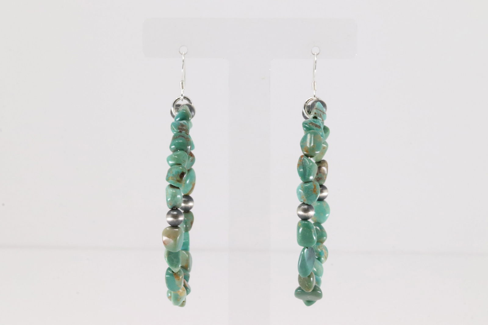 Native America Navajo Sterling Silver Turquoise & Beaded Hoop Dangling Earring's.: This is a Native America Navajo Sterling Silver Turquoise & Beaded Hoop Dangling Earring's.