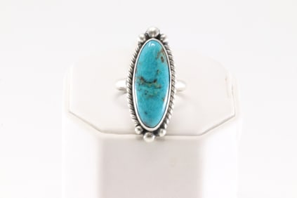 Native America Navajo Sterling Silver Turquoise Ring By Eugene Belone.