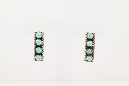 Native America Navajo Sterling Silver Turquoise Post Earring's By Janice Spencer.