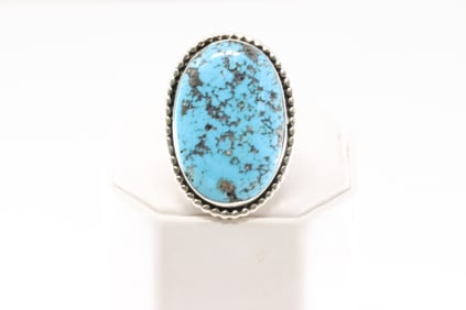 Native America Navajo Sterling Silver Turquoise Ring By M.