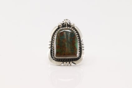 Native America Navajo Sterling Silver Turquoise Ring By Donovan Skeets.