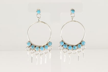 Native America Zuni Sterling Silver Turquoise Post / Dangling Earring's.
