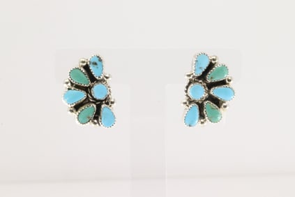 Native America Navajo Sterling Silver Kingman Turquoise Post Earring's By Alicia Wilson.