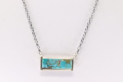 Native America Navajo Sterling Silver Kingman Turquoise Necklace By Steve Francisco.