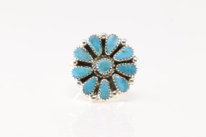 Native America Navajo Sterling Silver Turquoise Ring By Alicia Wilson.