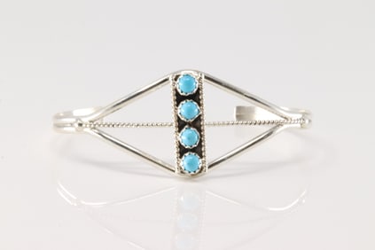 Native America Navajo Sterling Silver Turquoise Bracelet Cuff
