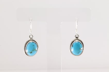 Native America Navajo Sterling Silver Turquoise Dangling Earring's By Sharon McCarthy.
