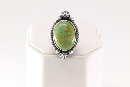 Native America Navajo Sterling Silver Turquoise Ring By Dixon.