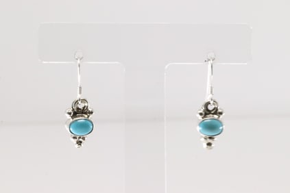 Native America Navajo Sterling Silver Turquoise Dangling Earring's By Robert Martinez.
