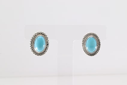 Native America Navajo Sterling Silver Turquoise Post Earring's By Rita Largo.