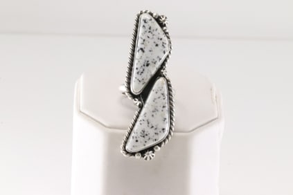 Native America Navajo Sterling Silver White Buffalo Ring By Eugene Belone.