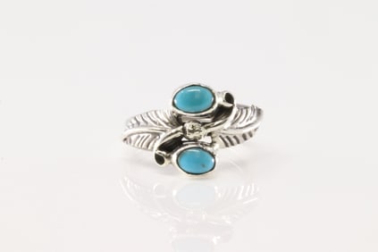 Native America Navajo Sterling Silver Turquoise Ring By Harry B.Yazzie.
