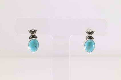 Native America Navajo Sterling Silver Turquoise Post Earring's By Hiram Largo.