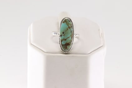 Native America Navajo Sterling Silver Turquoise Ring By Brandon Belin.
