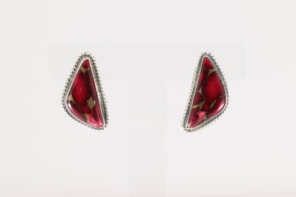 Native American Navajo Sterling Silver Turquoise Compressed Post Earring's By Byron Begay.