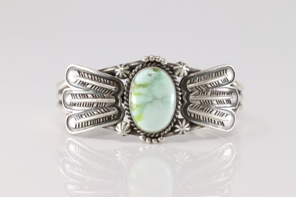 Native America Navajo Sterling Silver Palomino Barcelet Cuff By Daniel Benally.