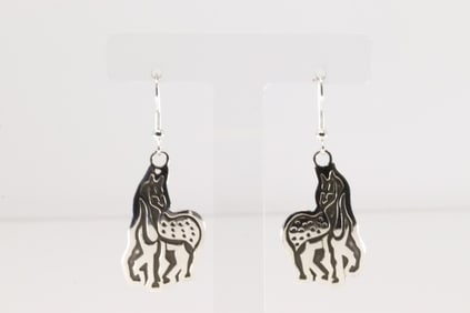 Native America Navajo Sterling Silver Horse Dangling Earring's By Sonny Gene Jr.