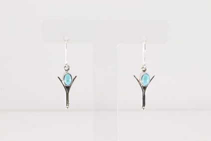 Native America Navajo Sterling Silver Turquoise Dangling Earring's By Gary Shorty.
