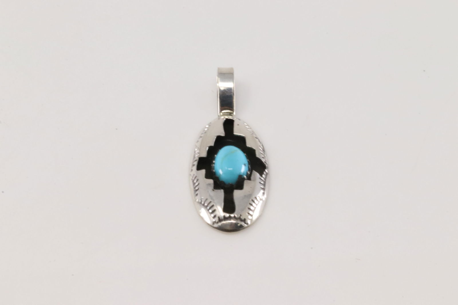 Native America Navajo Sterling Silver Turquoise Pendant By Felix Perry.: This is a Native America Navajo Copper Bracelet Cuff By Elaine Tahe.
