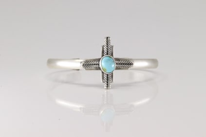 Native America Navajo Sterling Silver Turquoise Bracelet Cuff By Randy Billy.
