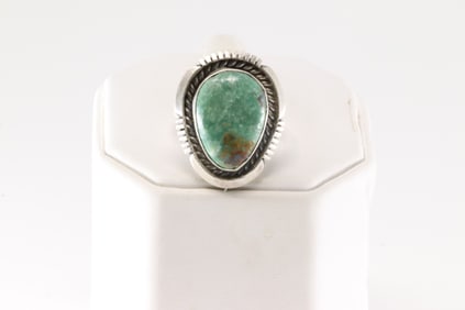 Native America Navajo Sterling Silver Turquoise Ring By A.M.
