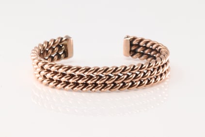 Native American Navajo Copper Bracelet Cuff By Elaine Tahe.