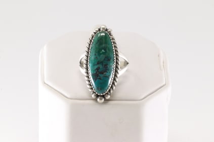 Native America Navajo Sterling Silver Turquoise Ring By F.