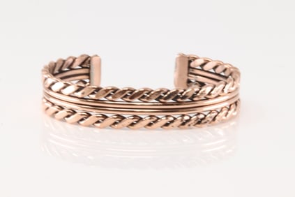 Native America Navajo Copper Bracelet Cuff By Elaine Tahe.