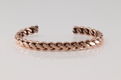 Native America Navajo Copper Bracelet Cuff By Elaine Tahe.